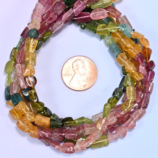 Quality Tourmaline Irregular Freeform Nugget Beads: Jewelry Making 18" Strand