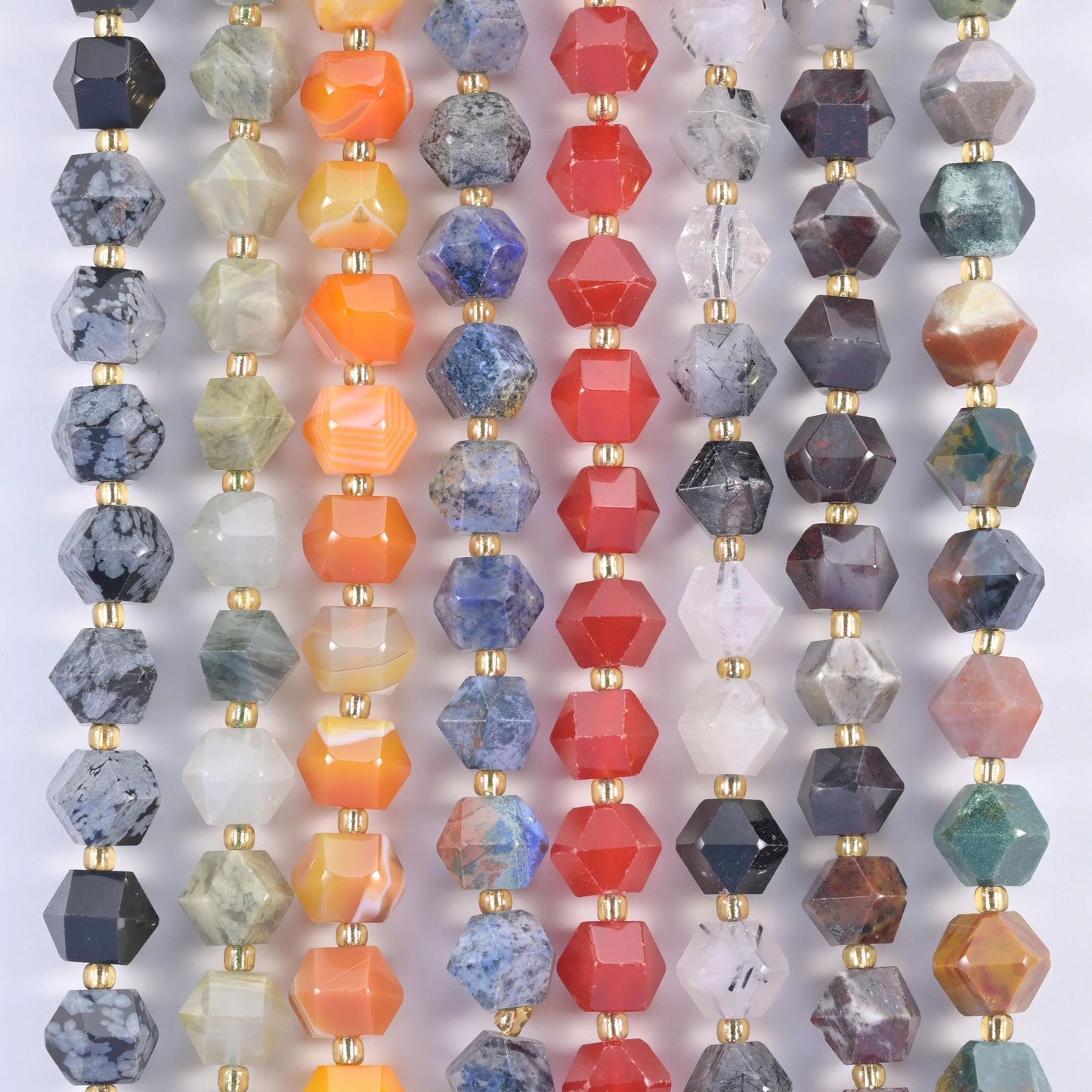Faceted Diamond Cut Gemstone Beads 10mm