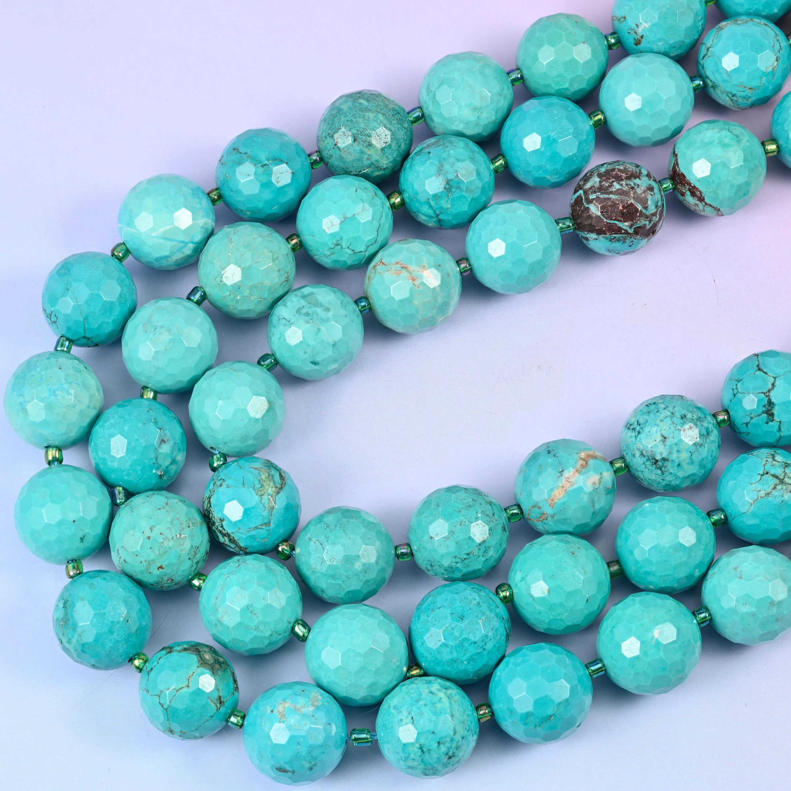 Green Howlite Faceted Round Beads, 1.5mm hole