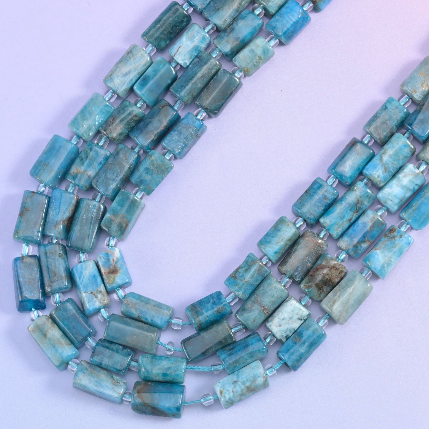 Blue apatite beads, hole approximately 1.0mm