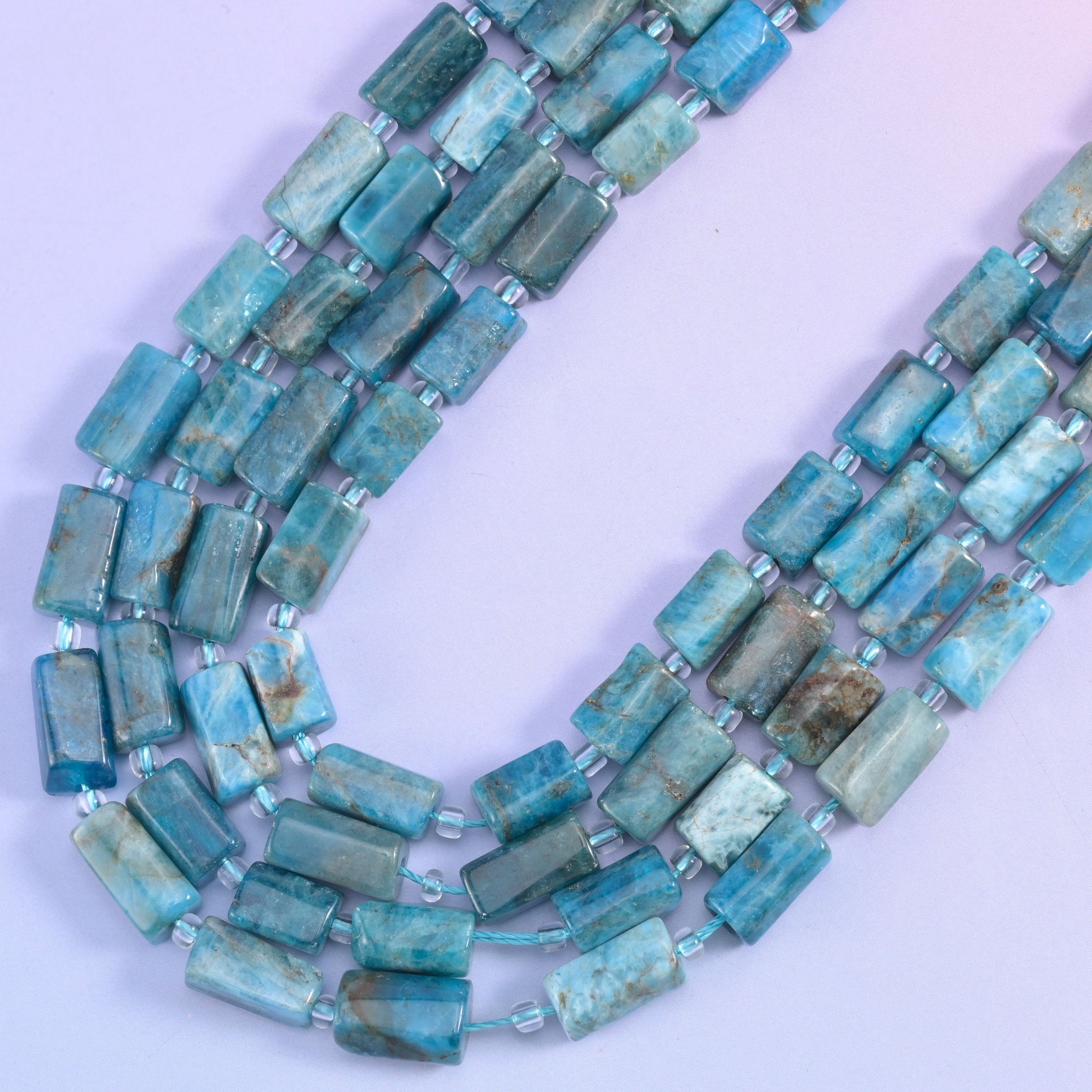 Blue apatite beads, hole approximately 1.0mm