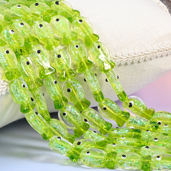 Iridescent Lime Green Fish Glass Beads