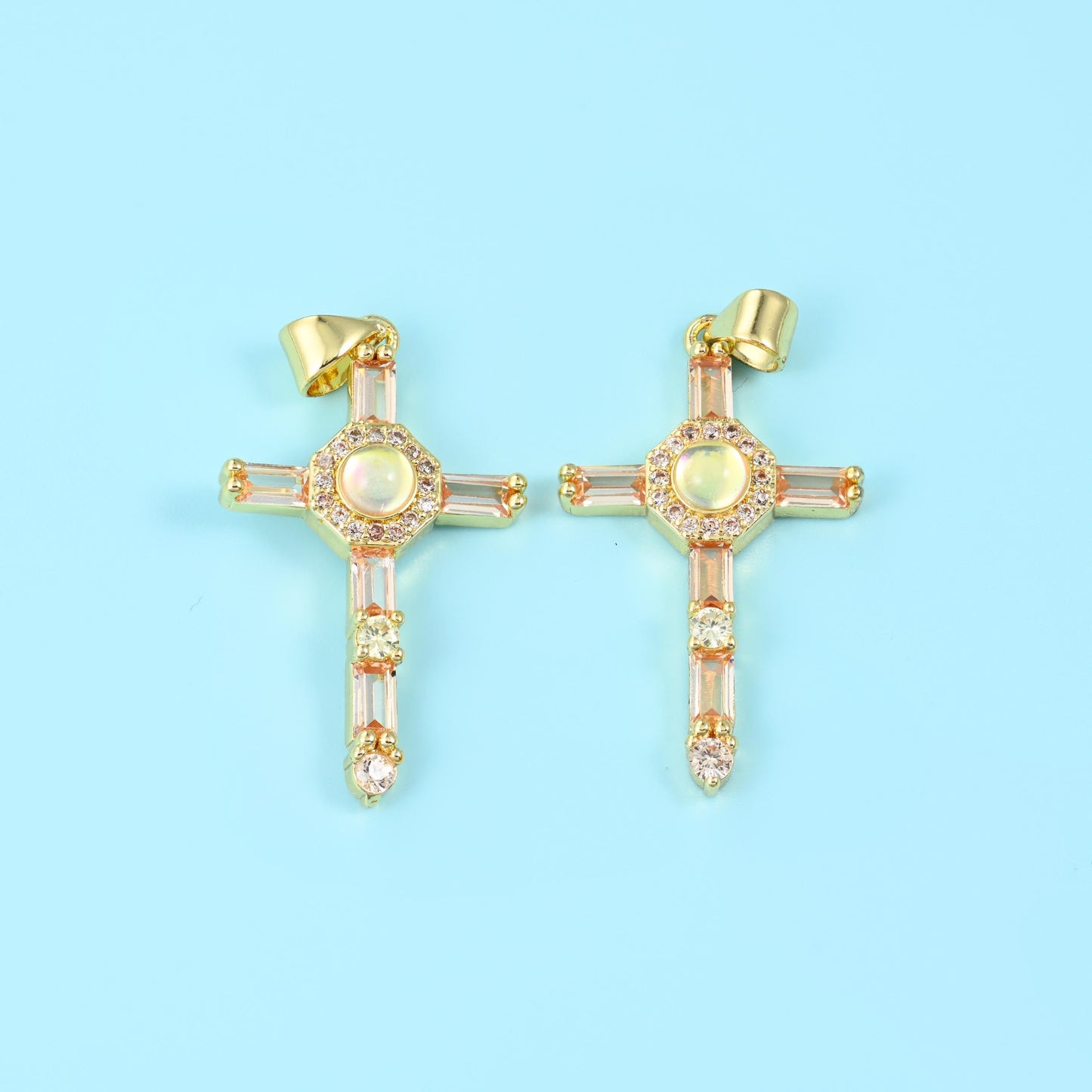 18K Gold Filled Cross Pendant 35x18mm
