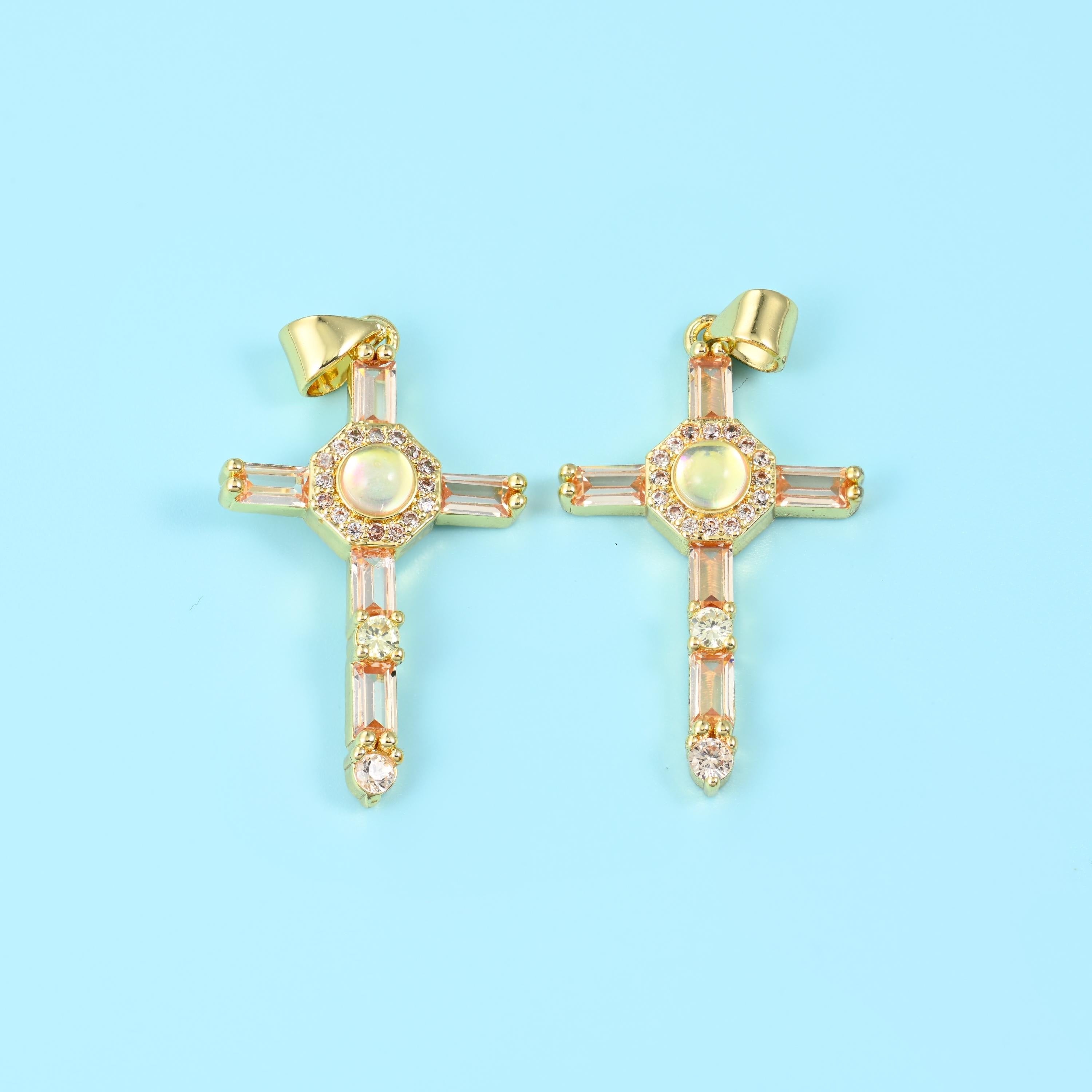18K Gold Filled Cross Pendant 35x18mm