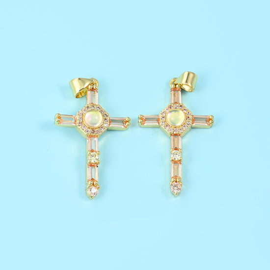 18K Gold Filled Cross Pendant 35x18mm