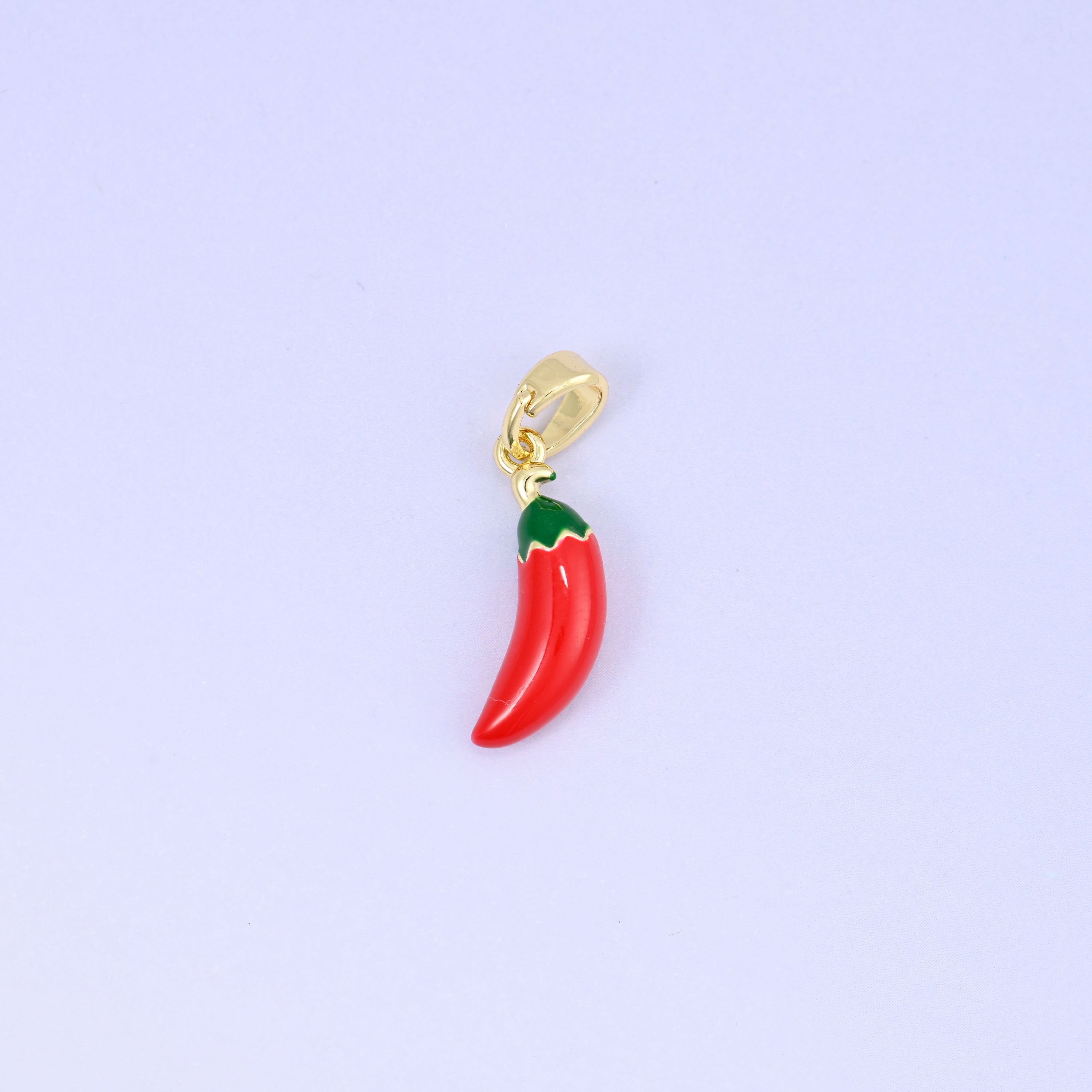 Enamel Red Chili Pepper Charms: 18K Gold Plated Pendants, Jewelry Making Supply