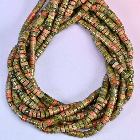 Unakite Smooth Heishi Disc Beads: Jewelry Making Supply, 15.5 Inch Strand