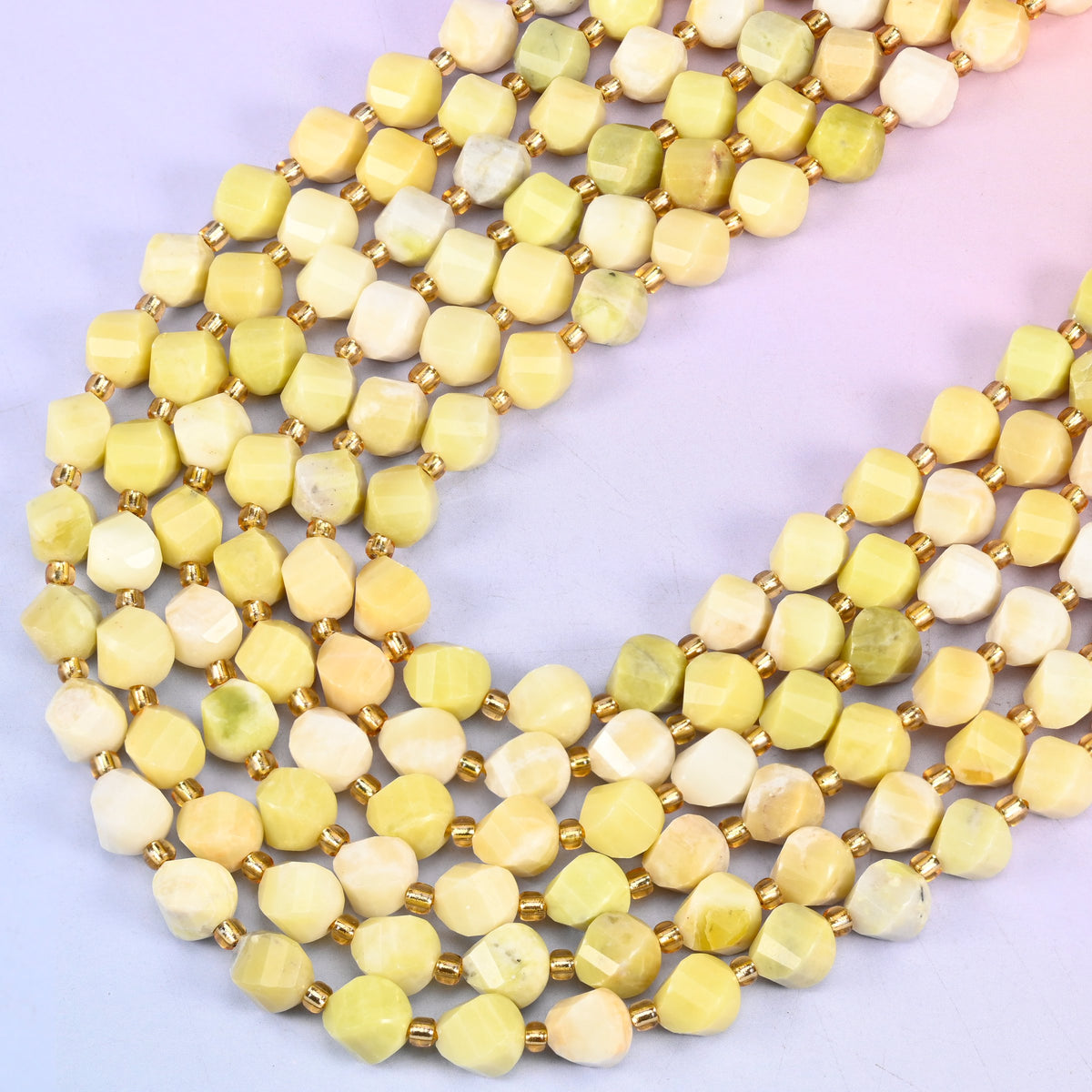 8mm lemon jade faceted spiral twist beads for bracelets, necklaces and earrings
