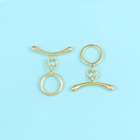 18K Gold Filled Curve Bar Toggle Lock Clasps for DIY Jewelry Making Supply