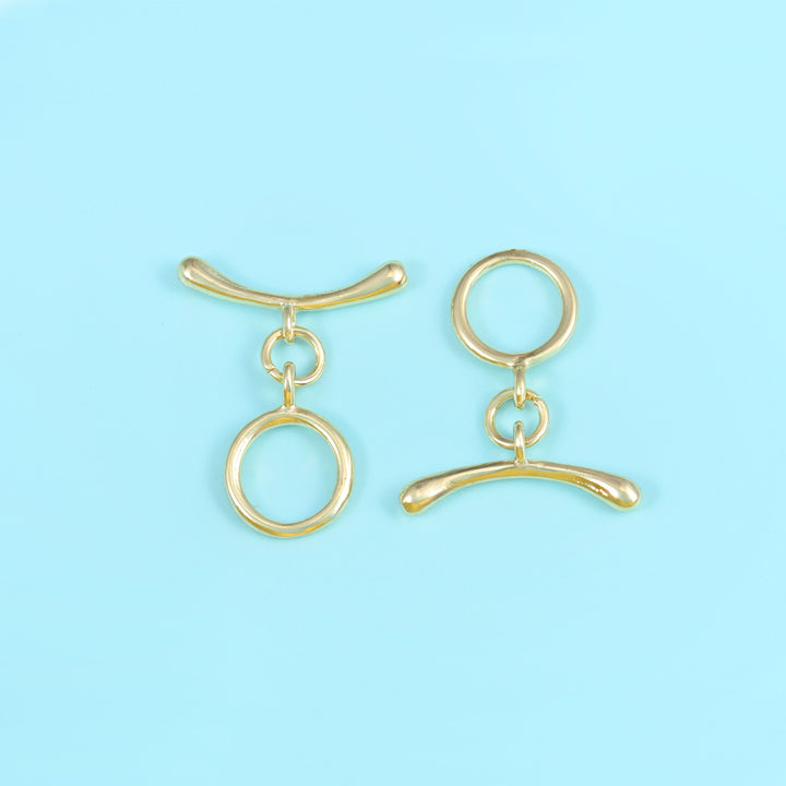 18K Gold Filled Curve Bar Toggle Lock Clasps for DIY Jewelry Making Supply