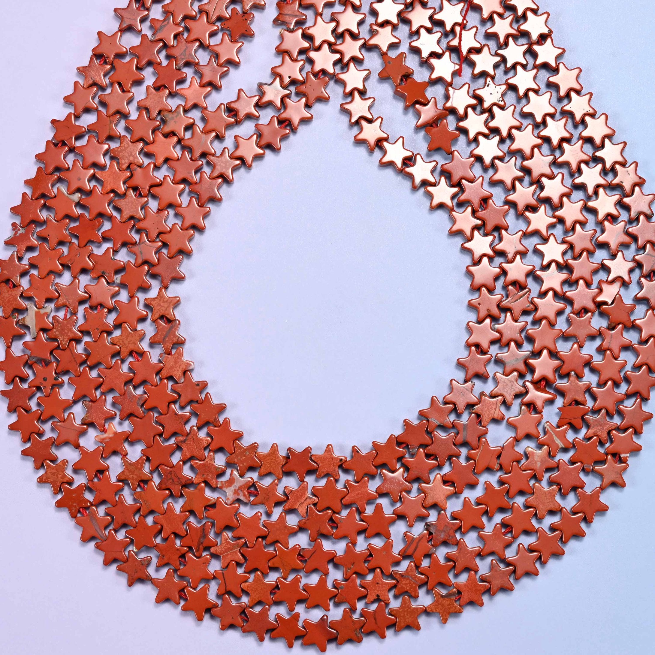 Red Jasper Flat Star Beads: Size 6mm, Jewelry Making, 15 Inch Strand
