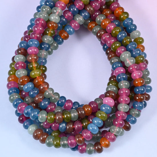 Multi-Color Dyed Jade Smooth Rondelle Beads for jewellery making