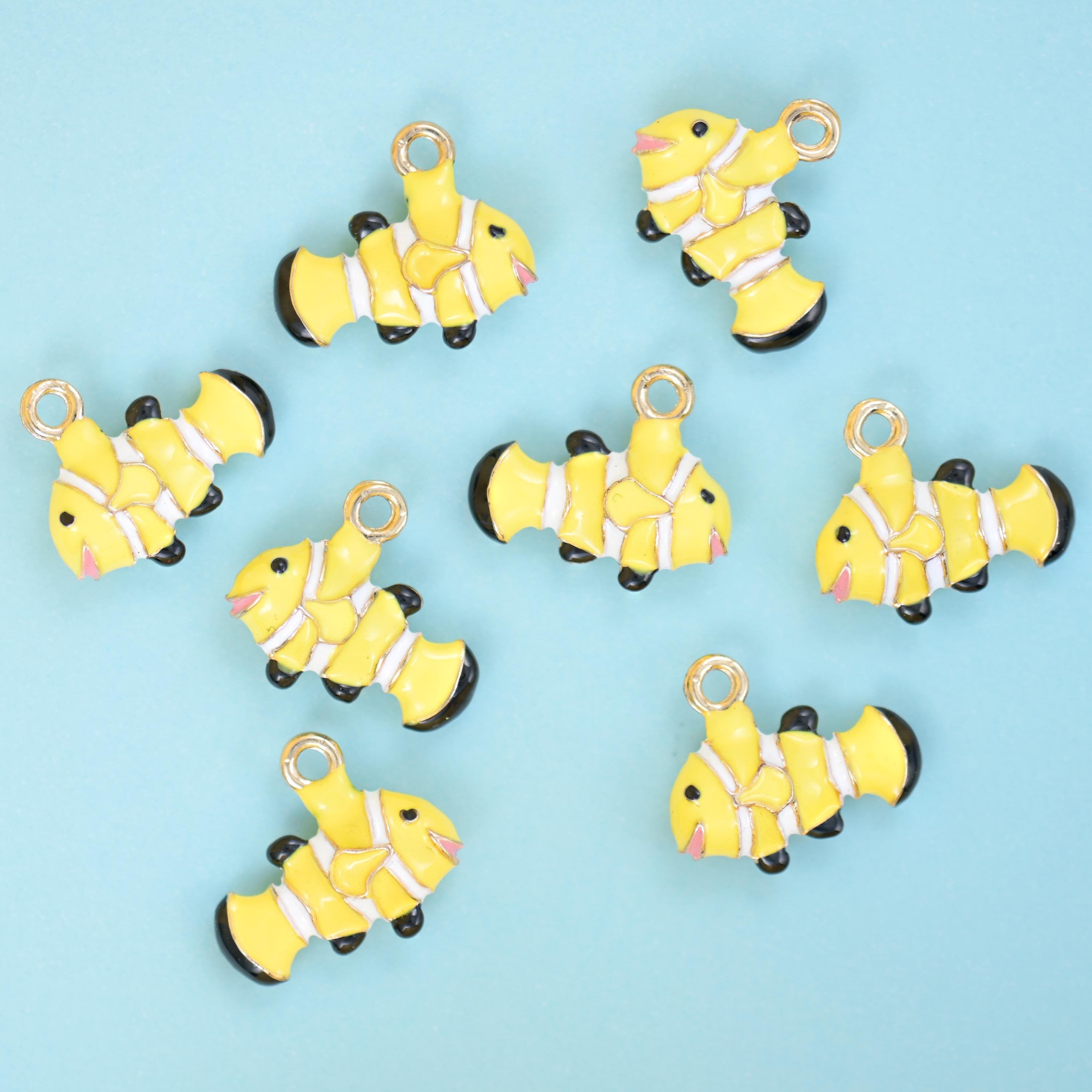 18K Gold Filled Enamel Clown Fish Charm 16x13mm