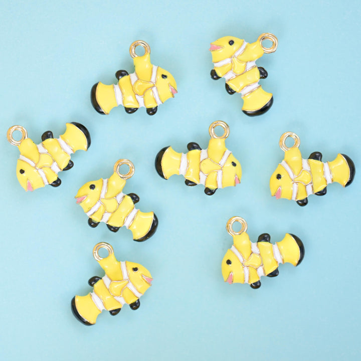 18K Gold Plated Enamel Clown Fish Charm 16x13mm