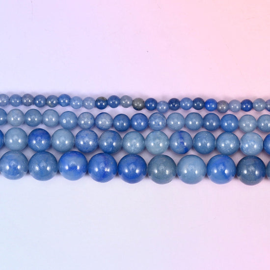 Denim Blue Aventurine Smooth Round Beads 4mm 6mm 8mm 10mm 12mm in denim blue, pale powder to deep navy