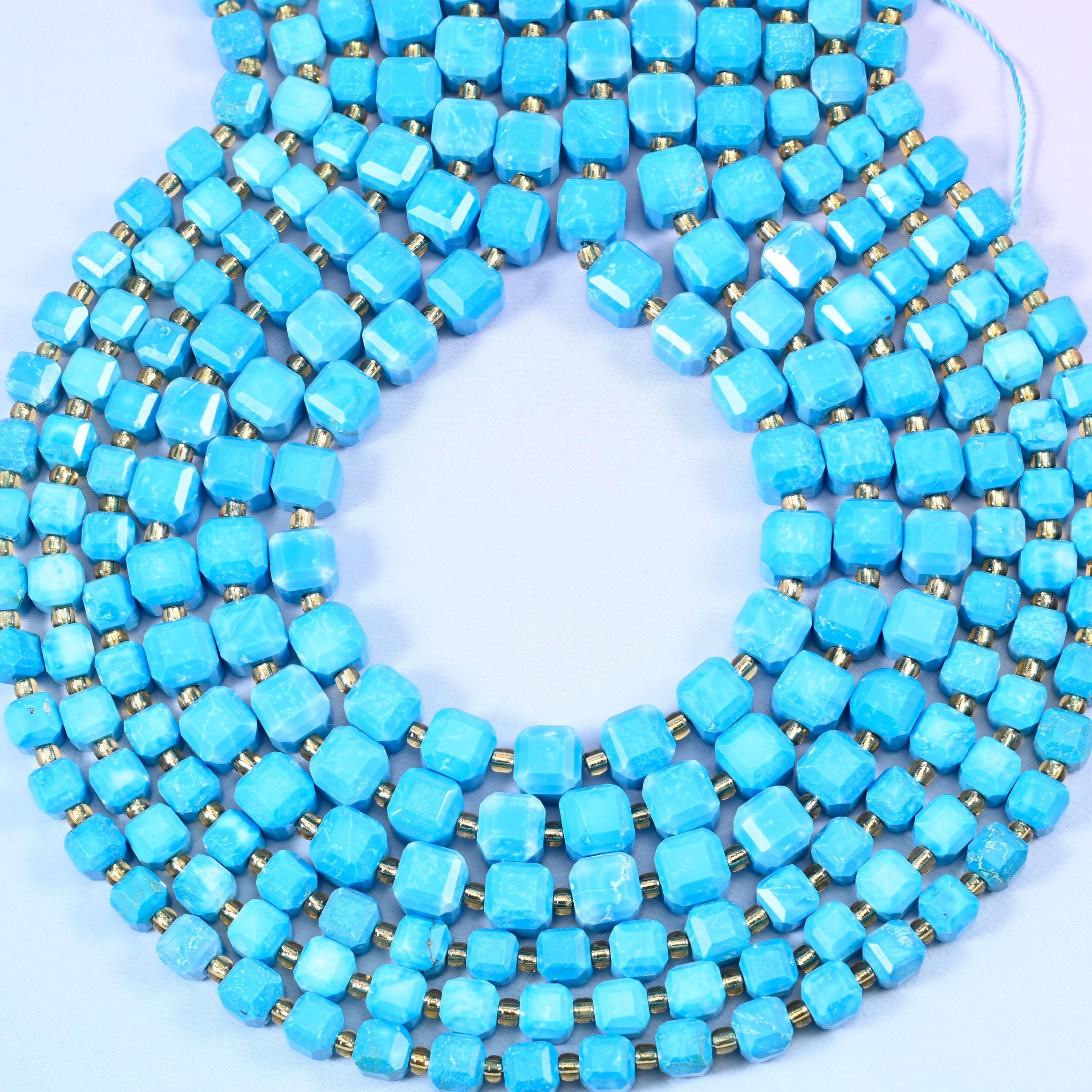 Dyed Blue Howlite Faceted Cube Beads, 1.2mm hole