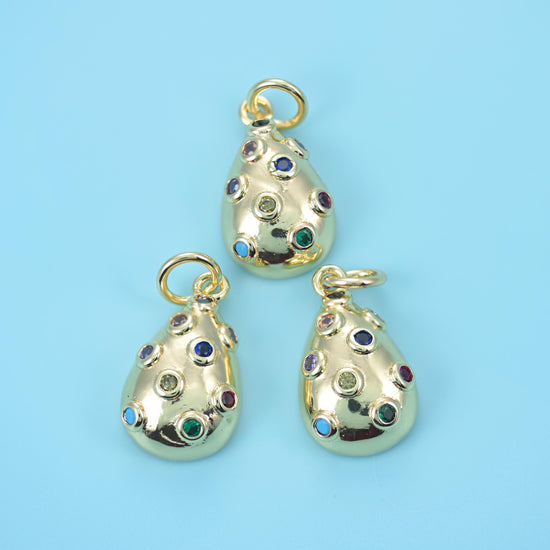 18K Gold Filled Zircon Teardrop Charm 15.22x8.2mm, sold per piece, 1 charm