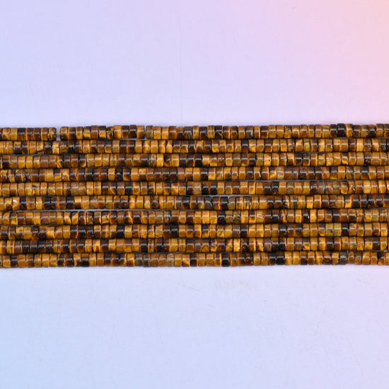Tiger Eye Smooth Heishi Disc Beads in warm golden brown