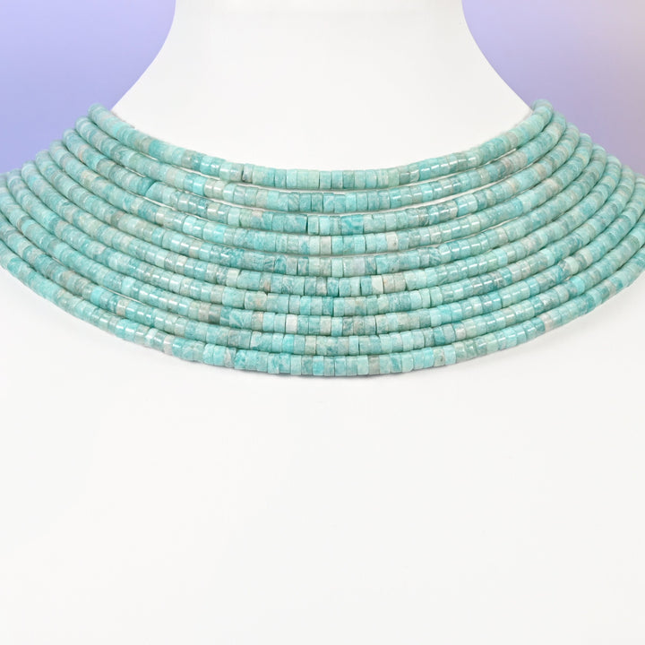 Blue Amazonite beads, smooth heishi disc, 2 x 4mm