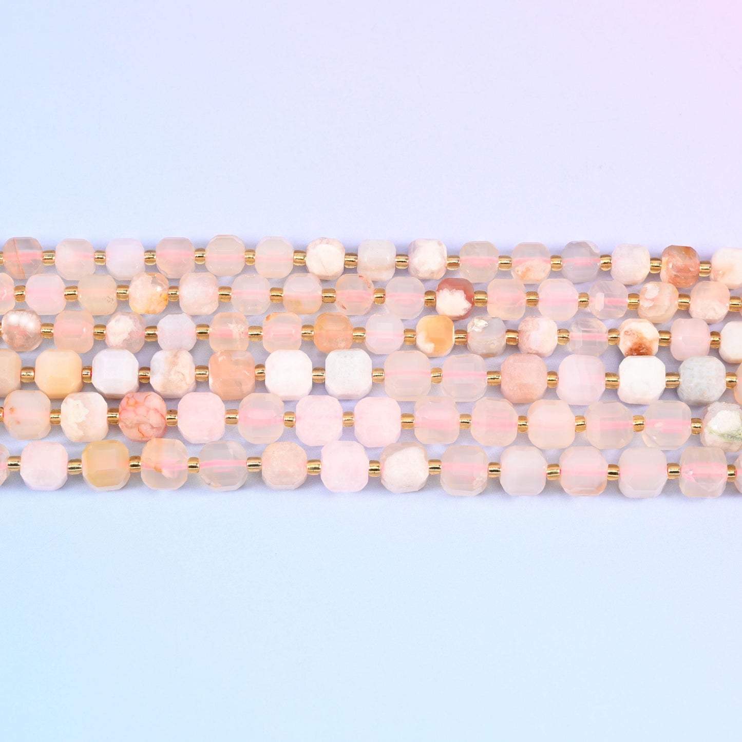 Sakura Agate beads in blush pink, cream and pale apricot