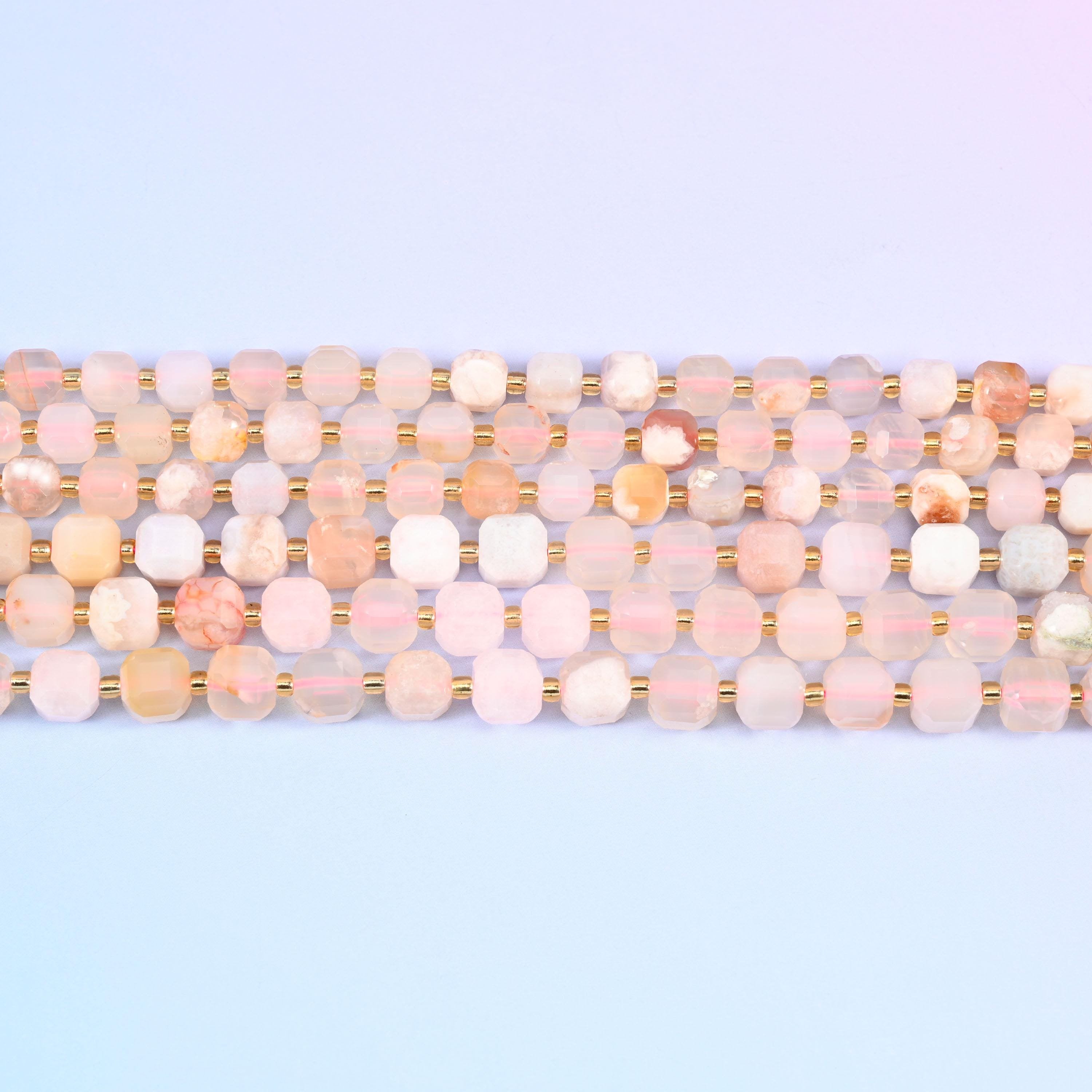 Sakura Agate beads in blush pink, cream and pale apricot