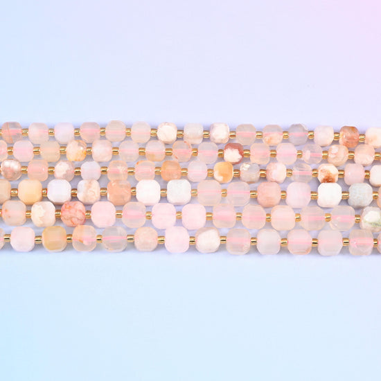 Sakura Agate beads in blush pink, cream and pale apricot