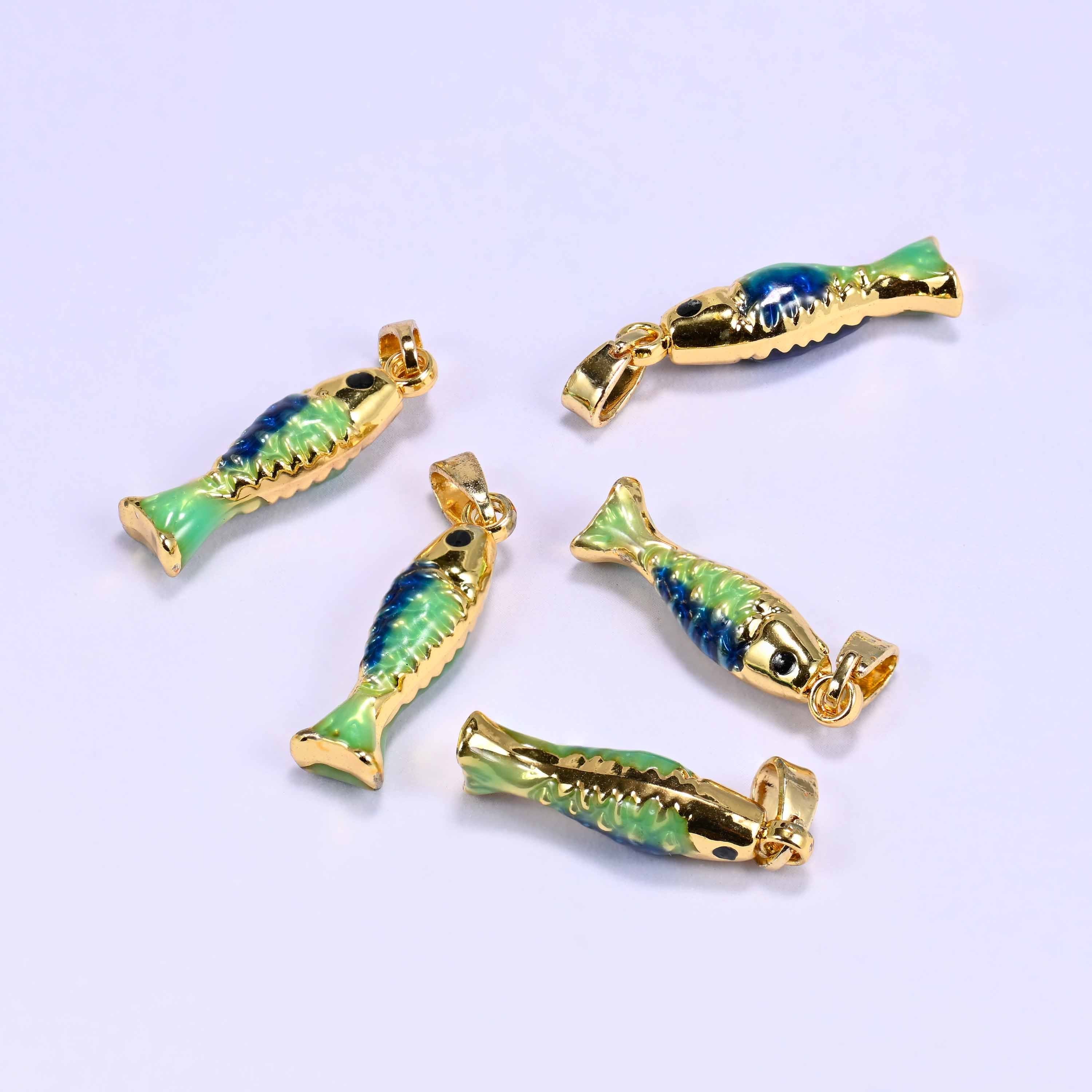 Enamel fish charm, 1 piece per order