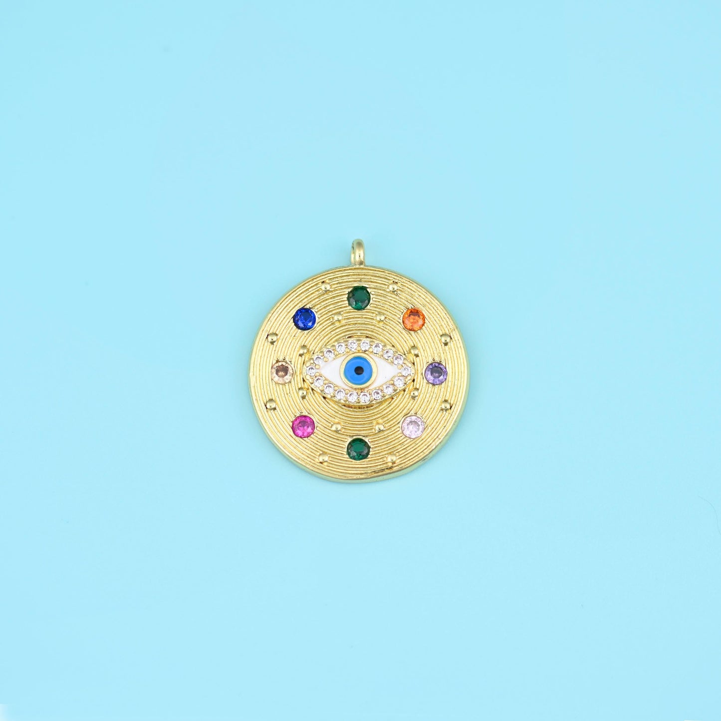 Brass, 18K gold filled beads, round medallion, 22.92 x 20.18mm