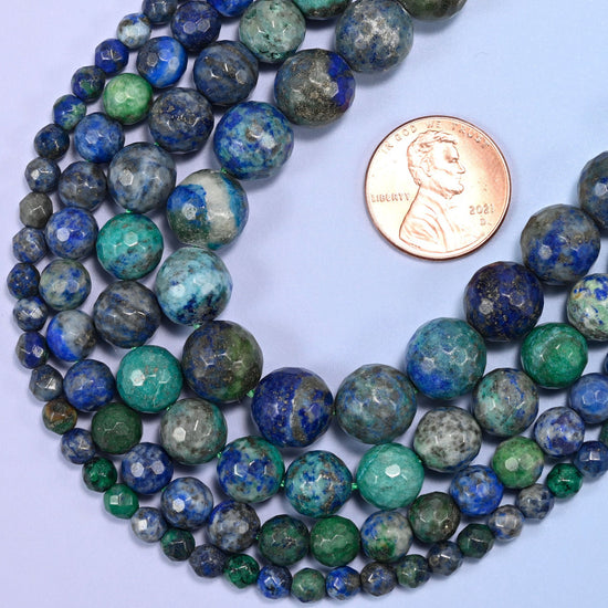 Faceted round cut phoenix lapis beads