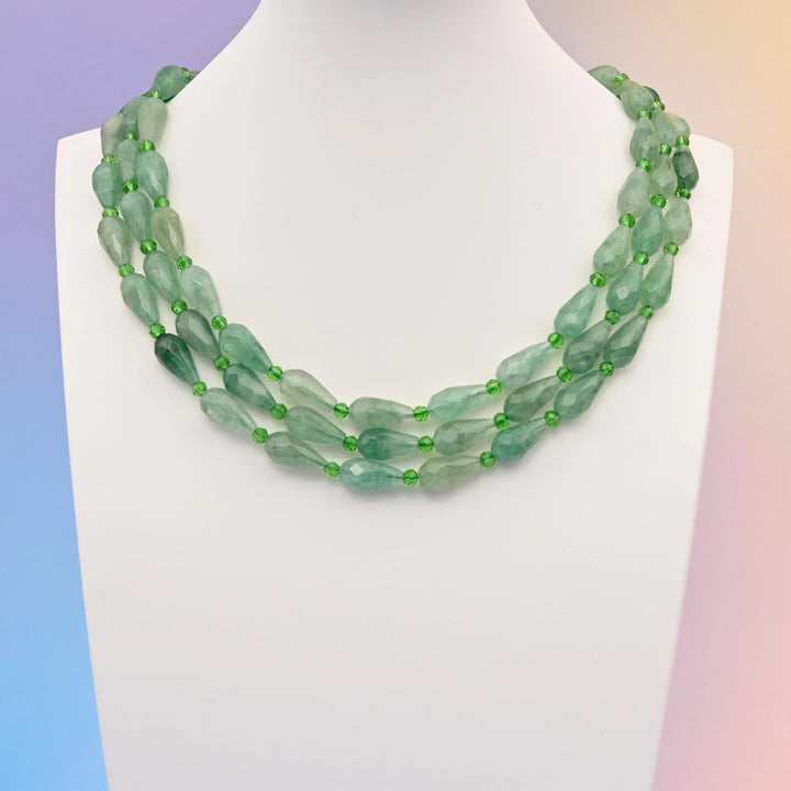 Green Strawberry Quartz faceted teardrop beads, 16x8mm, sold per 15.5 inch strand