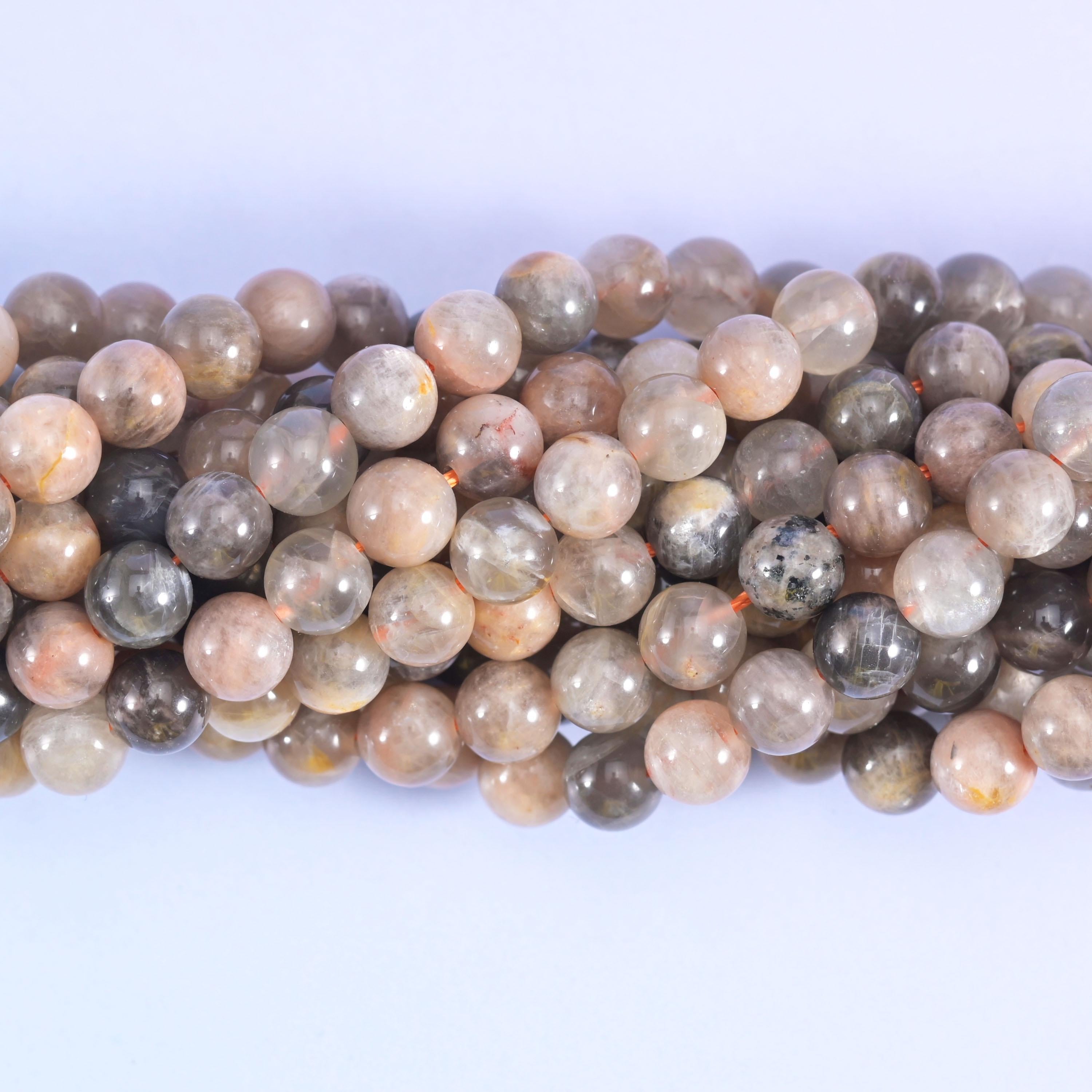 Black Moonstone Smooth Round Beads 6mm 8mm 10mm 12mm, hole 1.0mm with a +/- 0.2mm difference, centre drilled