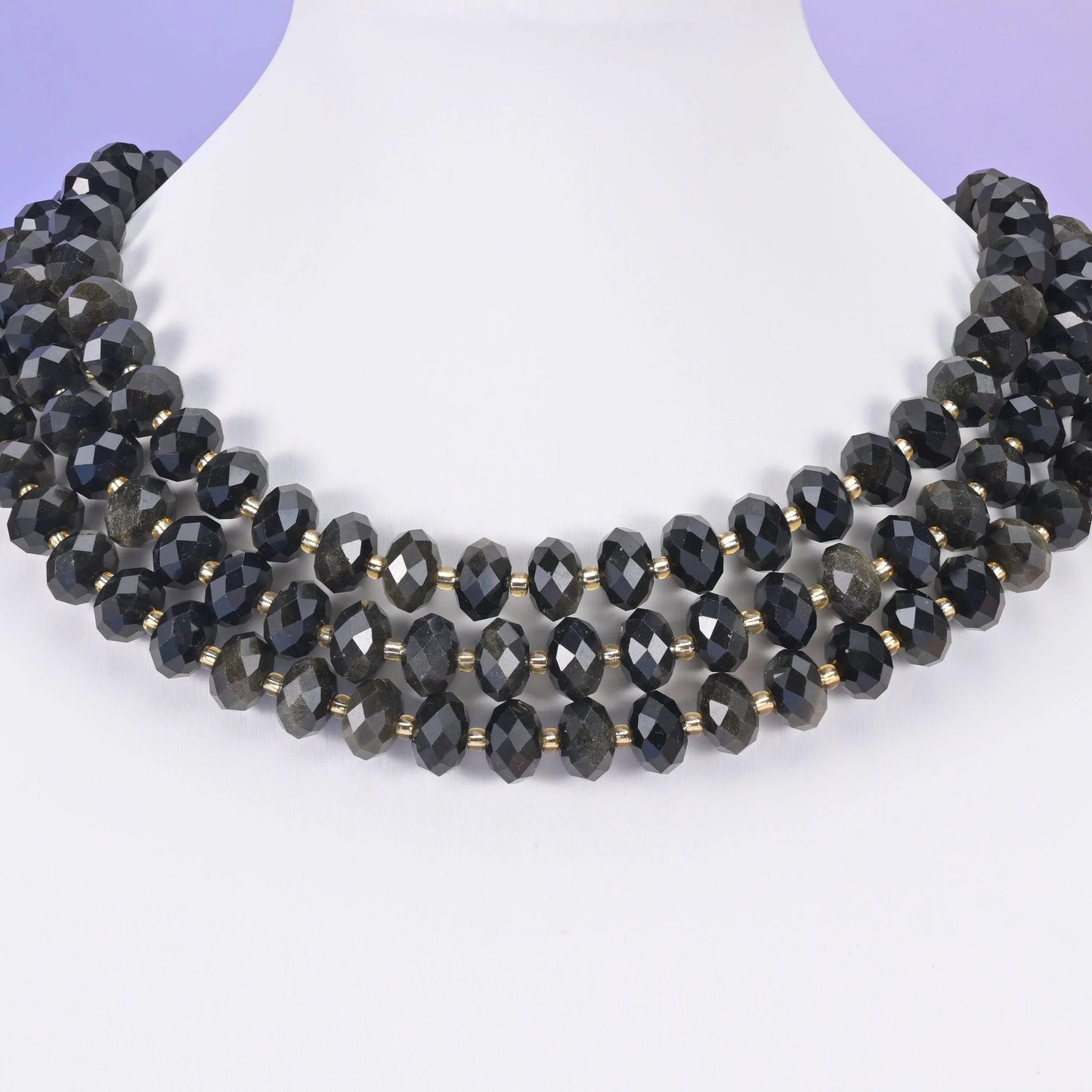 Gold Obsidian beads, faceted rondelle, 6 x 10mm