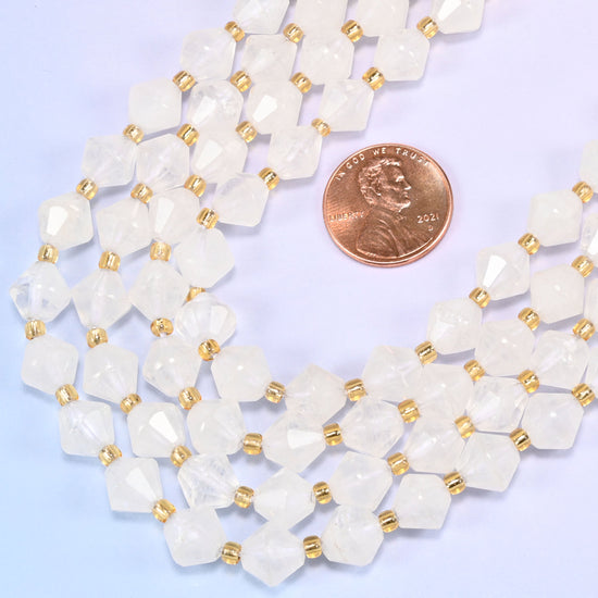 Angolan Quartz Faceted Bicone Beads 8mm Jewelry Making 15 Inch Strand