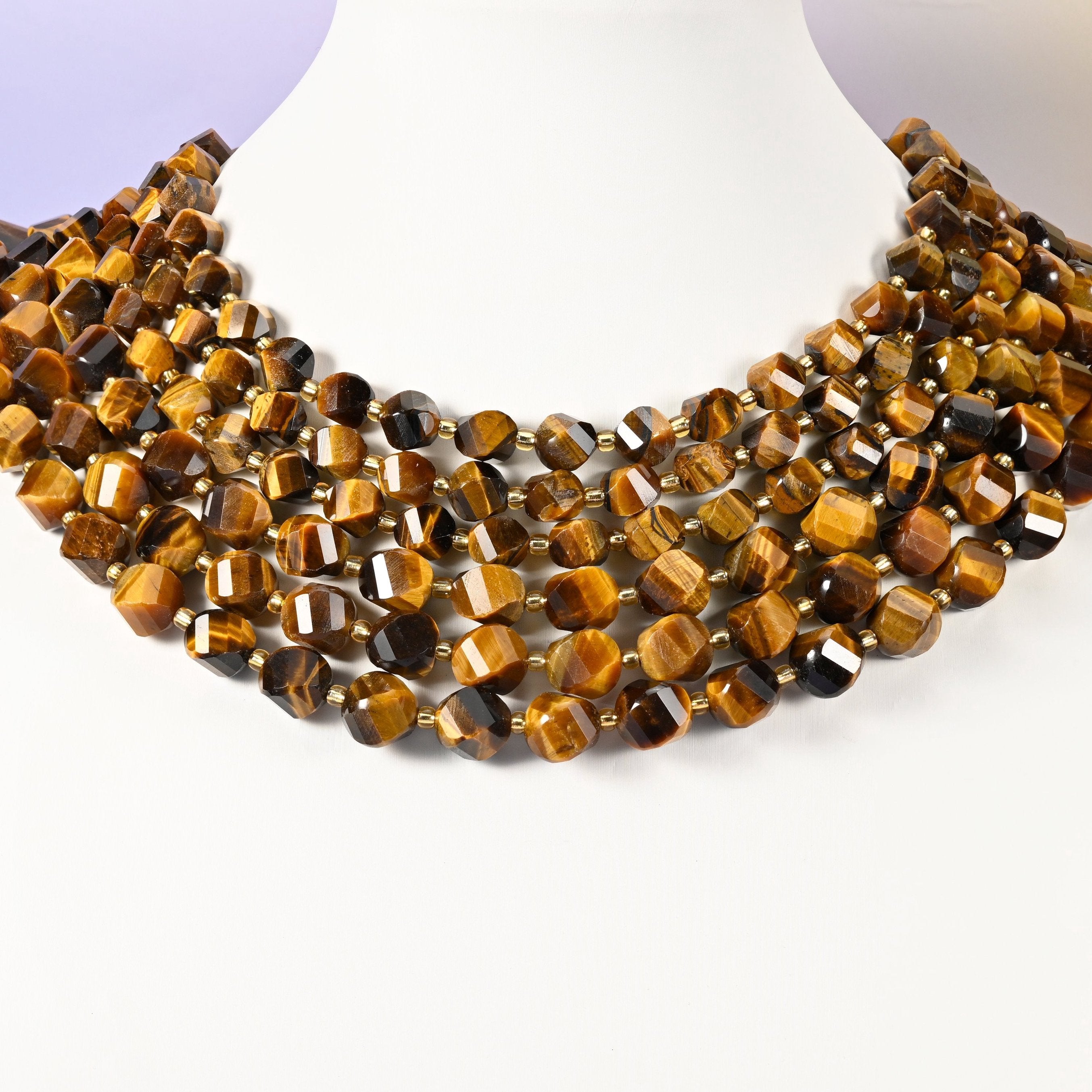 Tiger Eye beads, spiral twist shape, 8mm and 10mm
