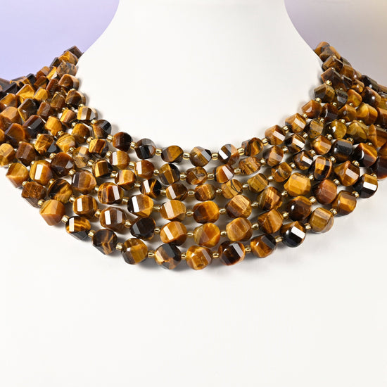 Tiger Eye beads, spiral twist shape, 8mm and 10mm