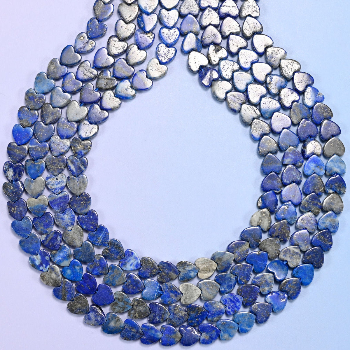 Lapis Lazuli Flat Heart Beads, hole 0.8mm