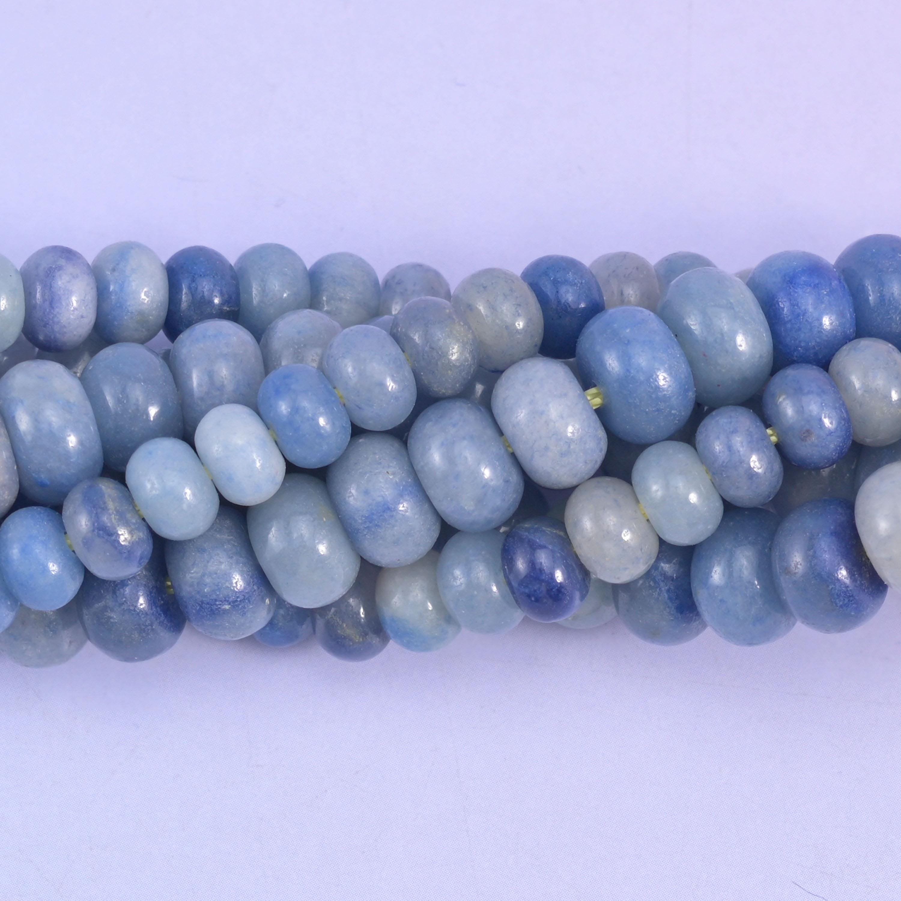 Smooth rondelle cut blue aventurine beads