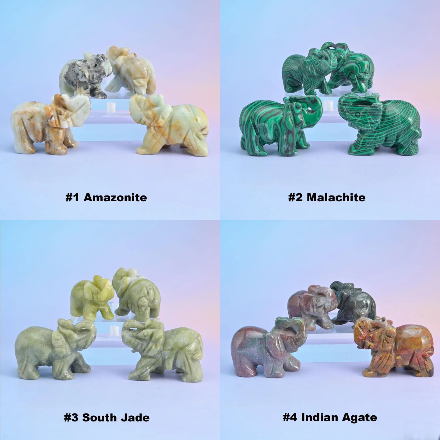 Elephant figurine carvings, 1.5 inch or 2 inch, random stone pick.
