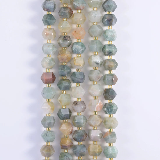 Green Grass Silk faceted diamond rhombus beads for jewelry making