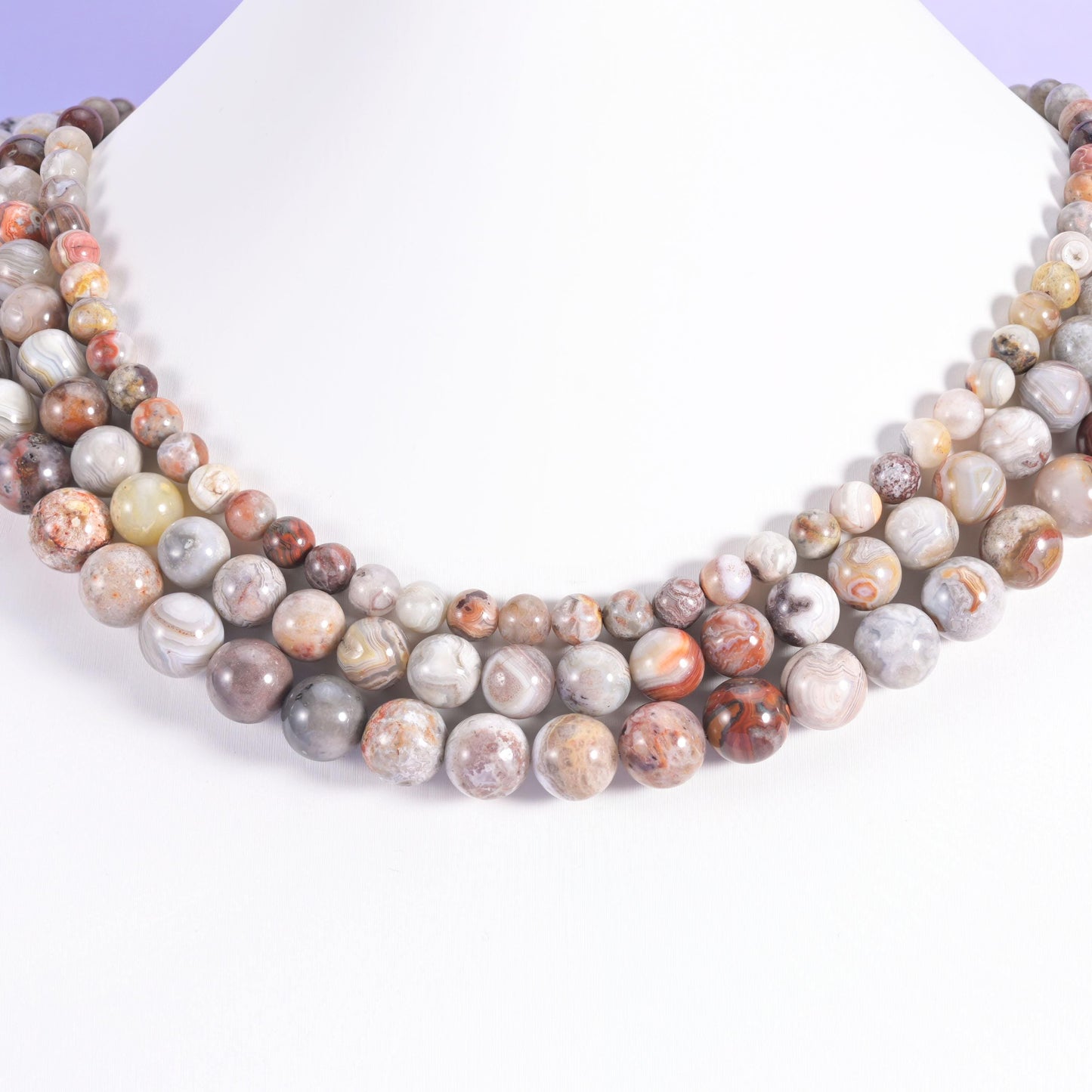 Mexican Crazy Agate beads, smooth round, 6mm, 8mm, 10mm