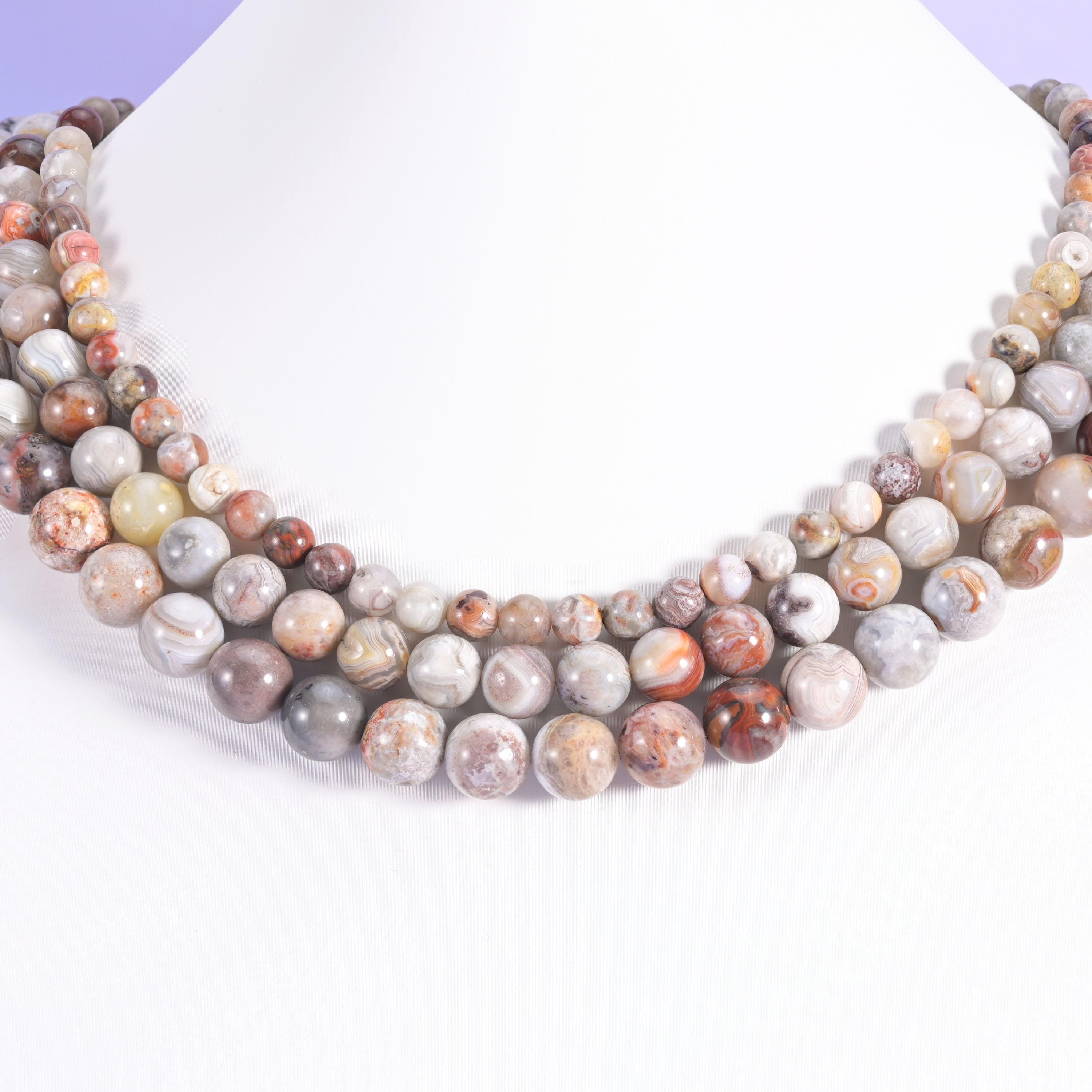 Mexican Crazy Agate beads, smooth round, 6mm, 8mm, 10mm