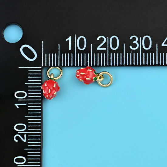 18K Gold Filled Tiny Strawberry Charms for DIY Jewelry Making Supply