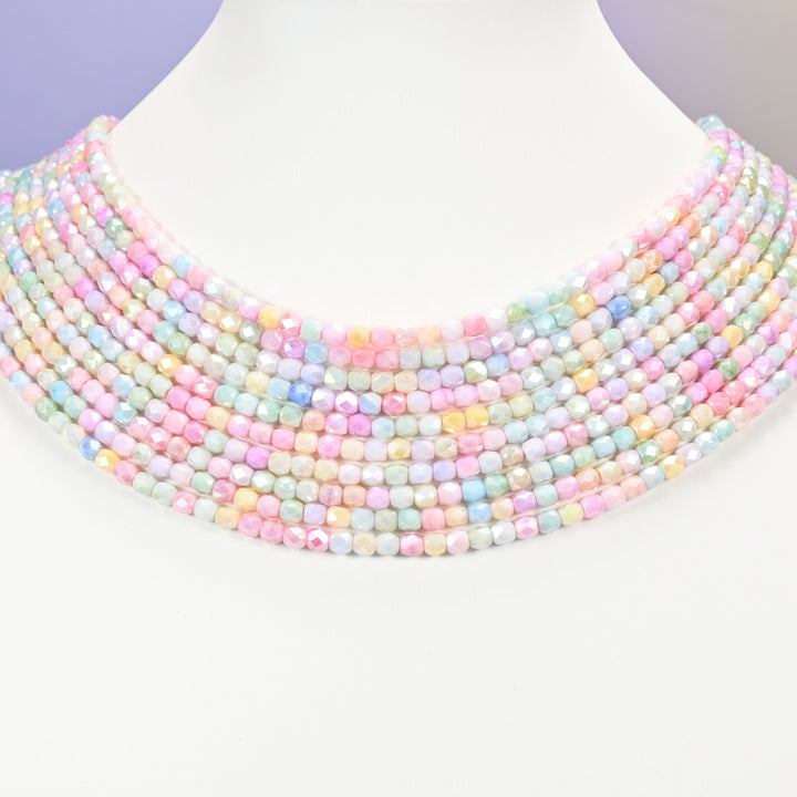Faceted barrel glass beads, 4x3.5mm