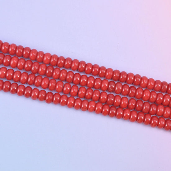 Red Dyed Jade beads in a bold, glossy cherry red tone