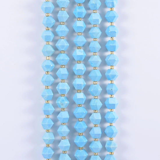 Dyed Blue Howlite faceted diamond rhombus beads for jewelry making