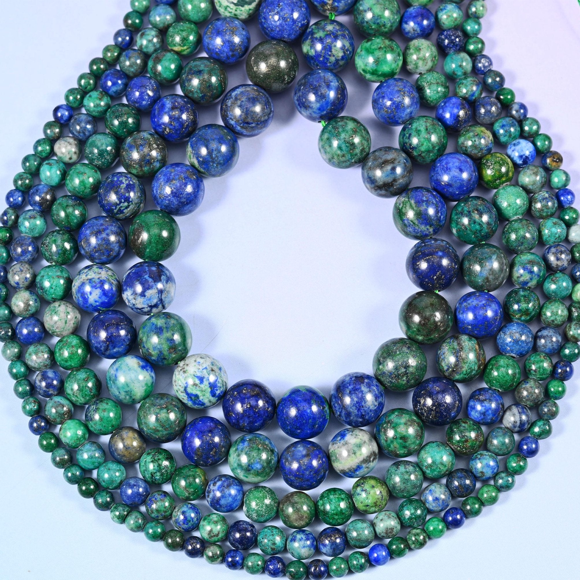 Phoenix Lapis Smooth Round Beads 4mm 6mm 8mm 10mm 12mm, hole approximately 1.0mm-1.2mm, center drilled