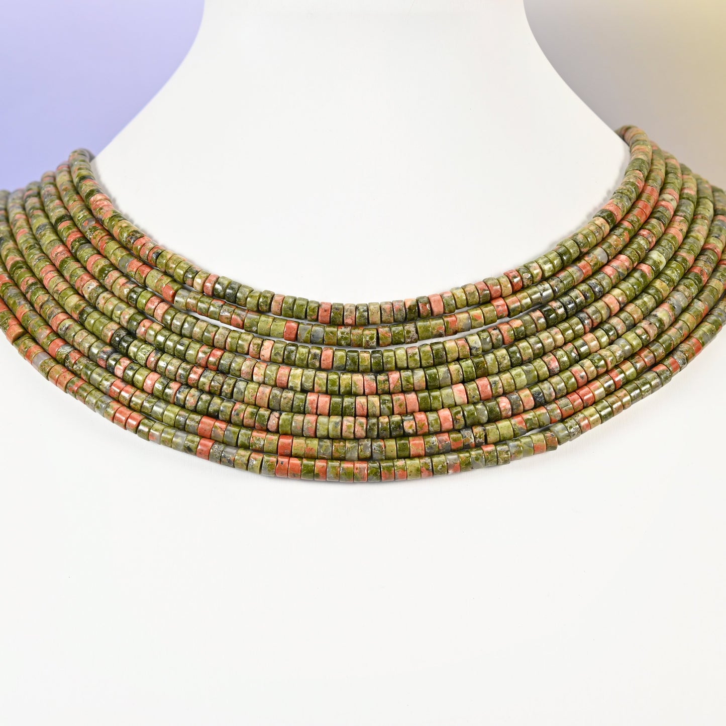 Unakite beads, heishi disc shape, 1x4mm and 2x4mm