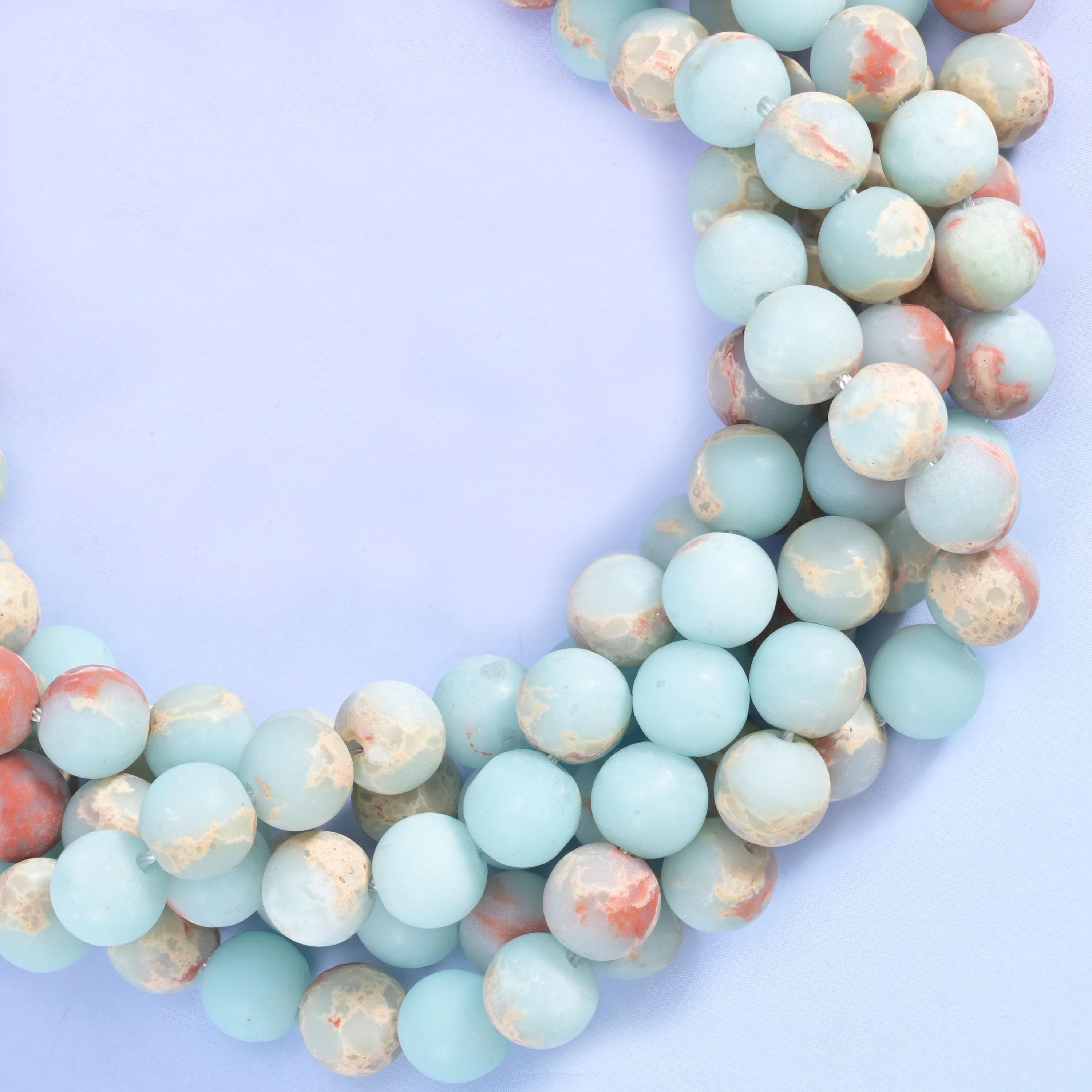 Pale Blue Shoushan Stone Matte Round Beads 4mm 6mm 8mm 10mm, hole 0.5mm (4mm bead), 1.0mm (6mm bead), 1.2mm (8mm and 10mm beads), +/- 0.2mm, centre drilled