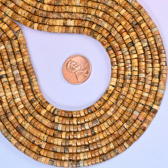 Picture Jasper Smooth Heishi Disc Beads for jewelry making