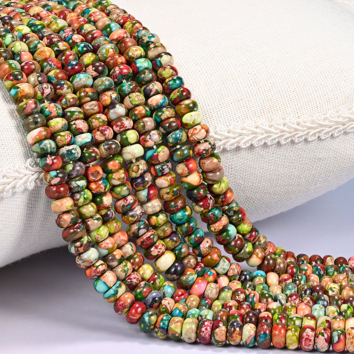 Green Dyed Sea Sediment Jasper Rondelle Beads